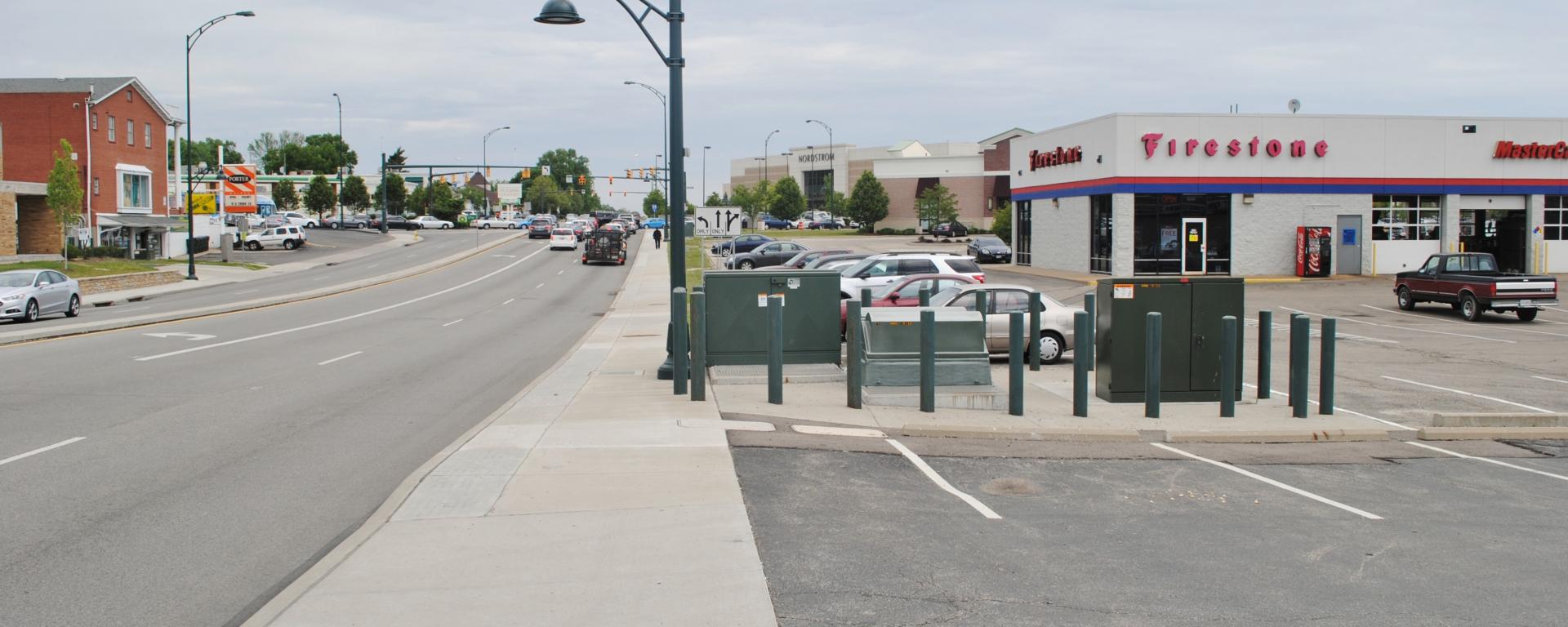 sidewalk along side road