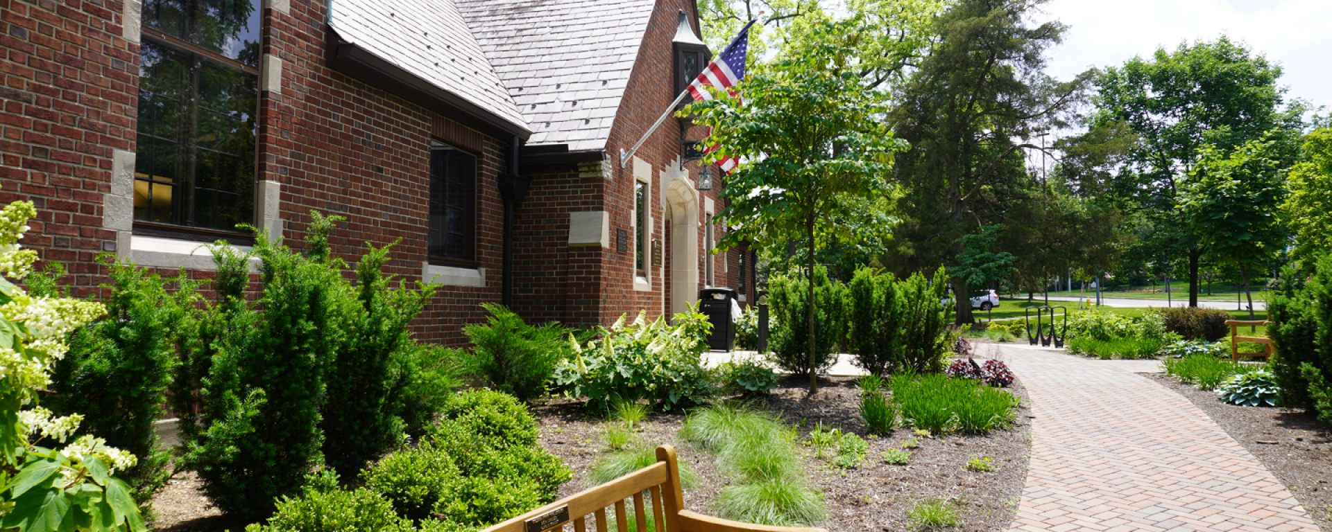 front walk way of library
