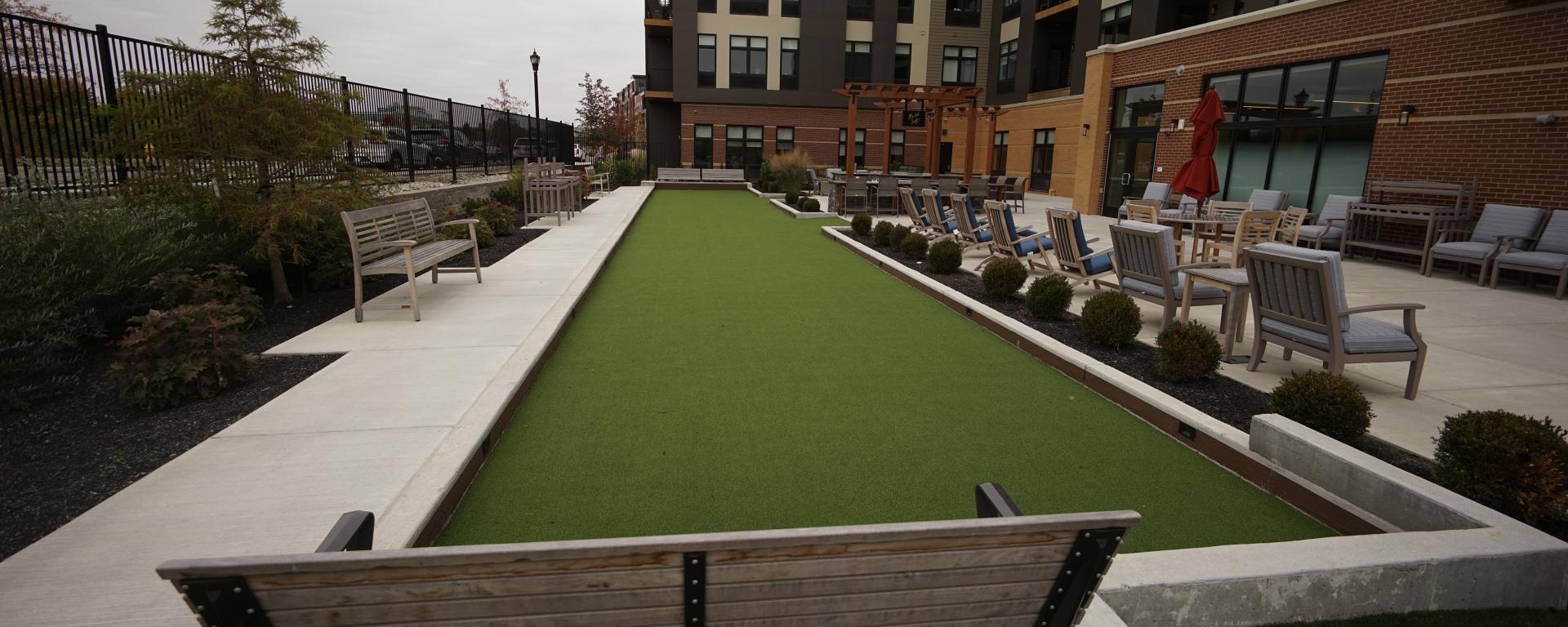 courtyard with bocce ball court