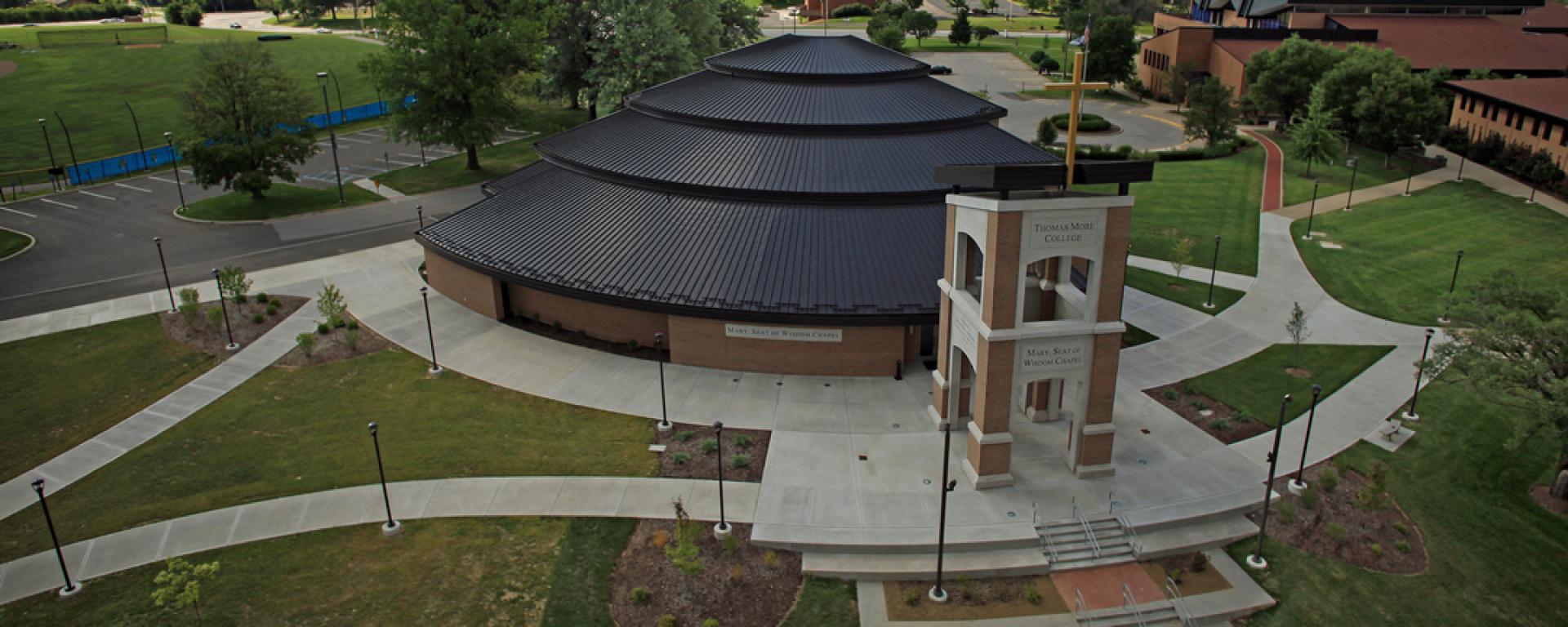 aerial image of chapel