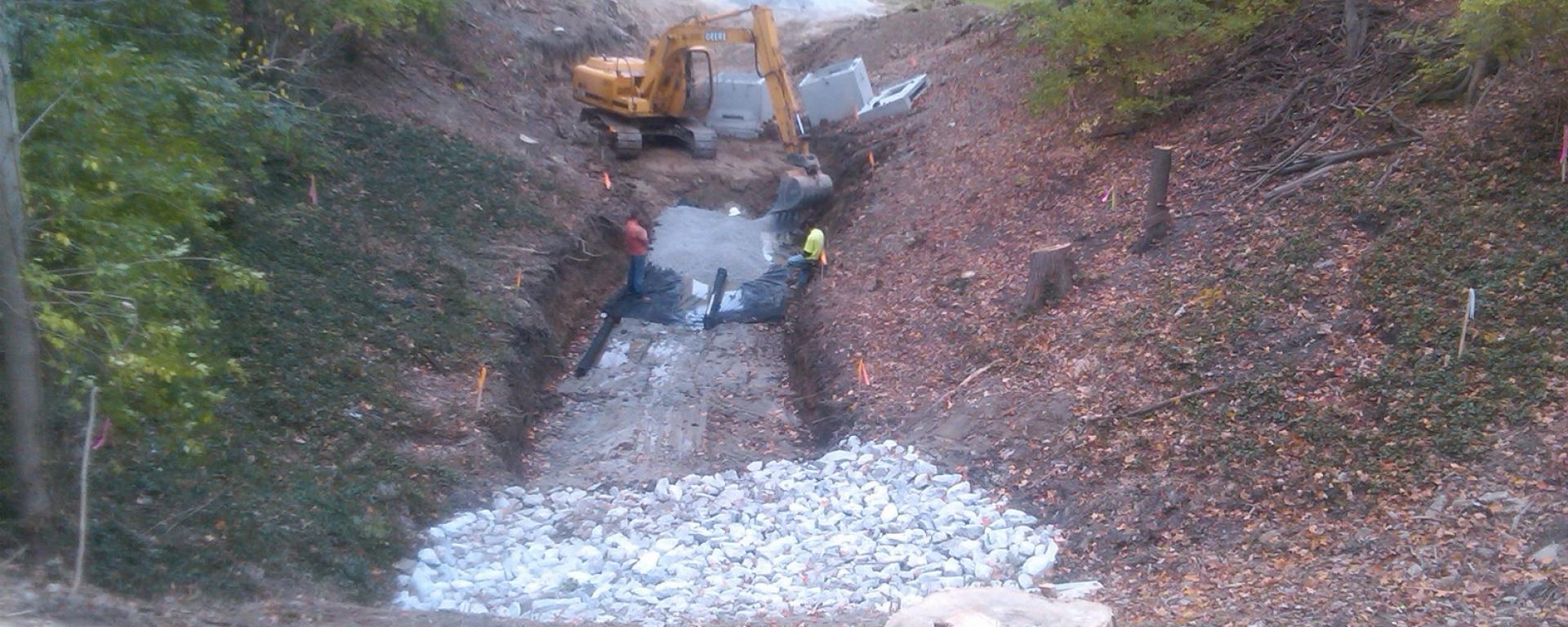 rain garden under construction