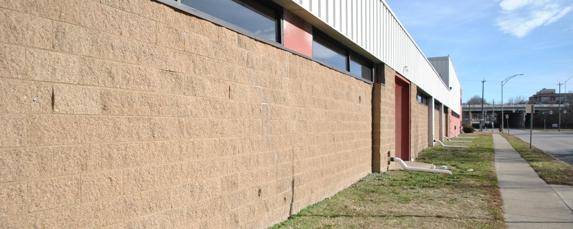 drainage pipes on a brick building