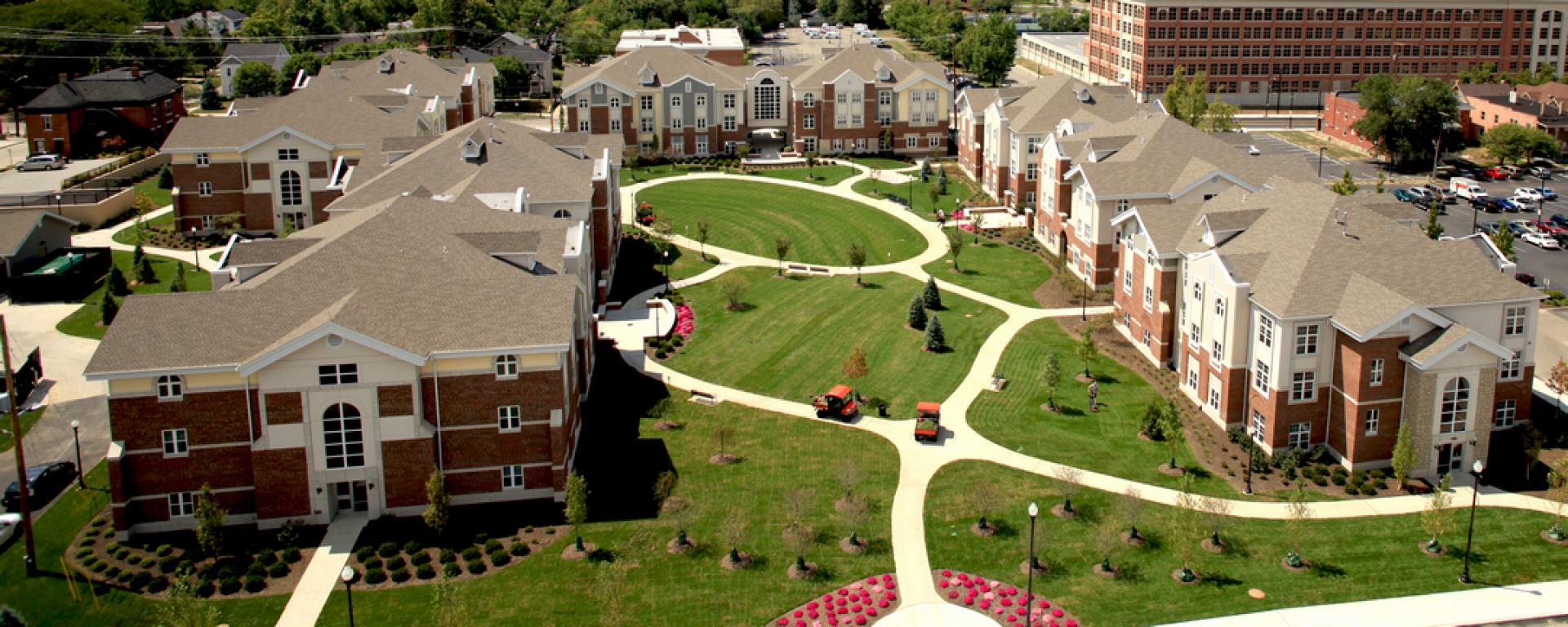 aerial of residential buildings 