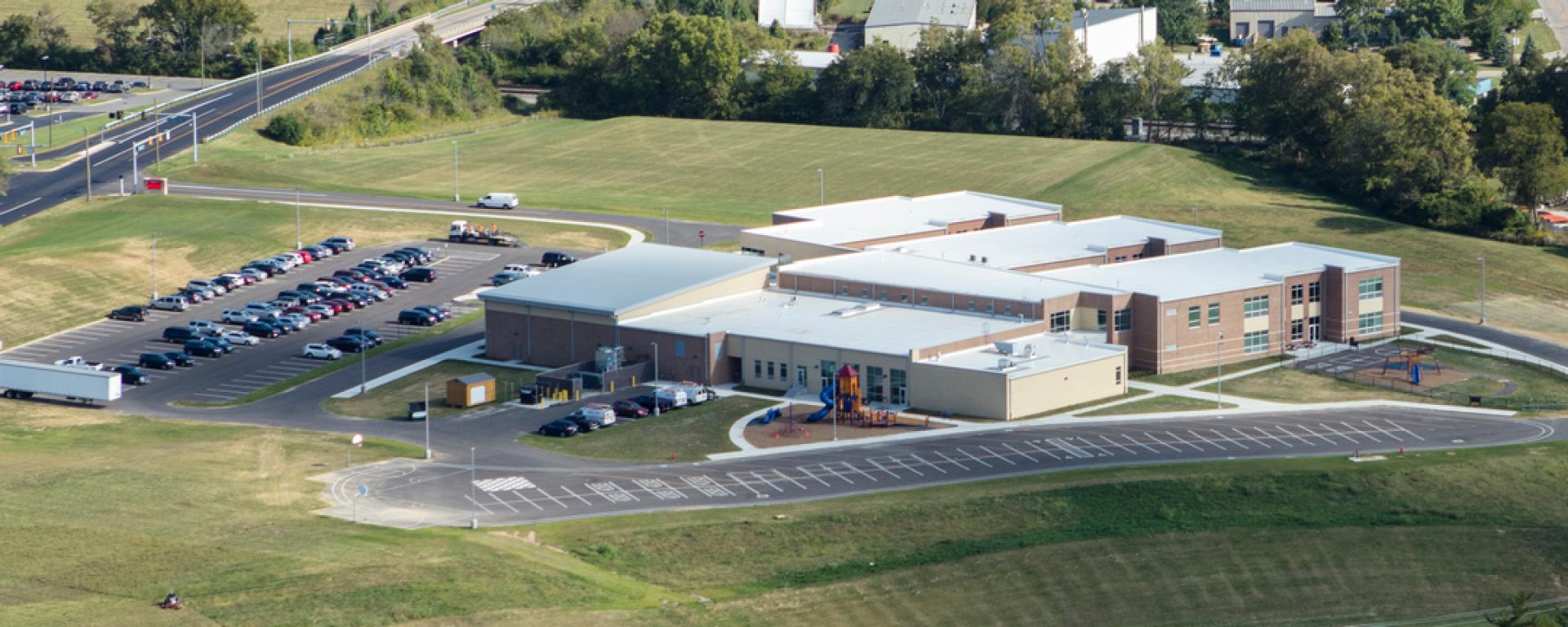 aerial of school campus 