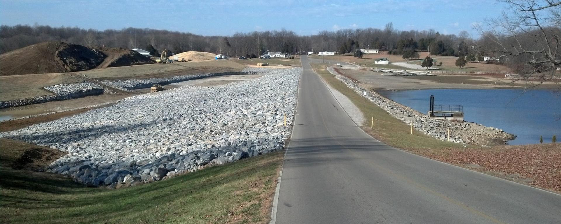 roadway beside the dam