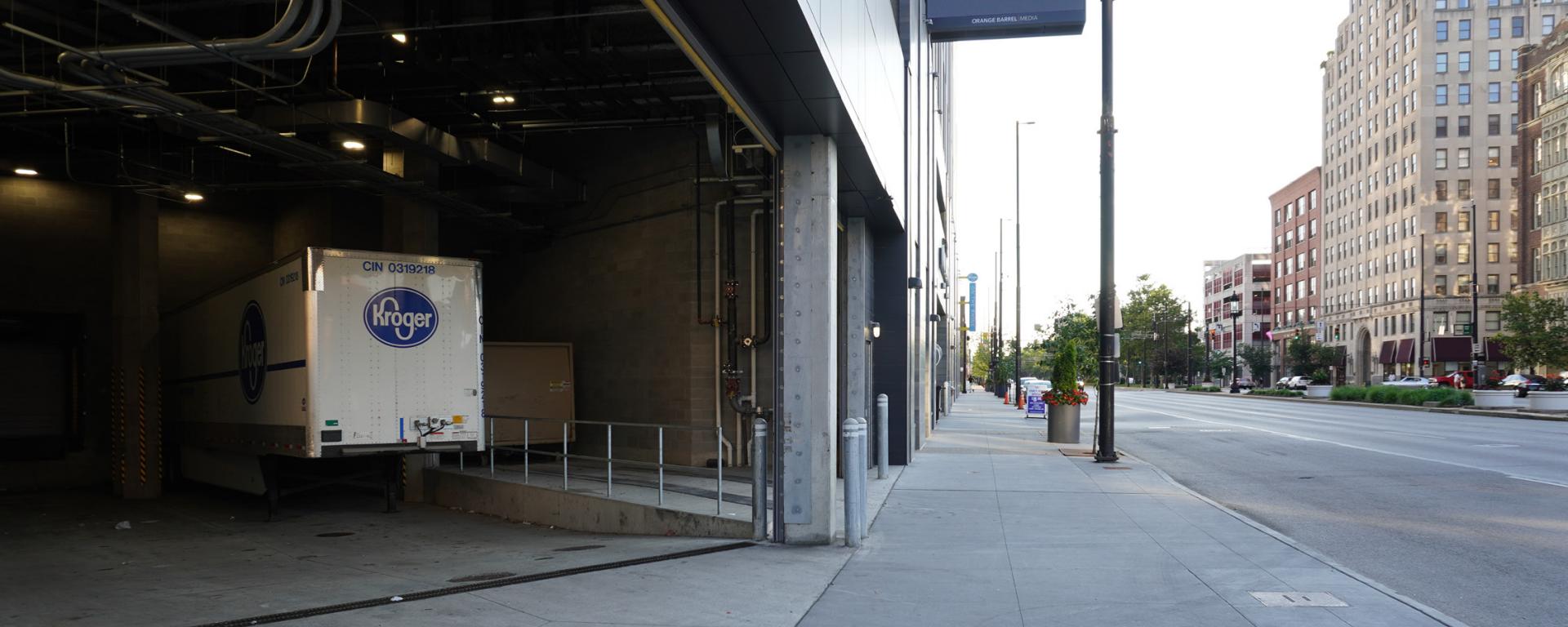 loading dock with freight trailer