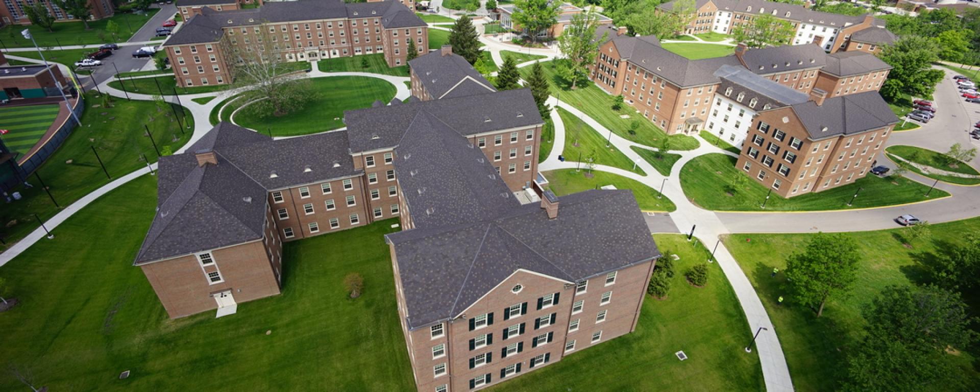 aerial of dorm buildings