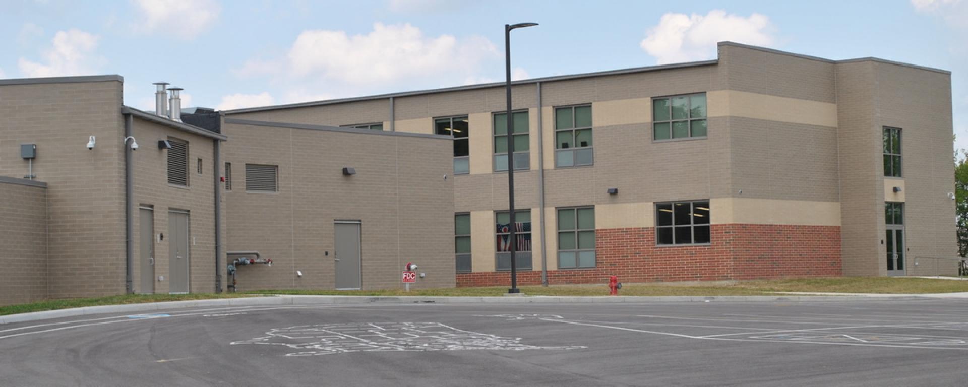 parking lot view of elementary school