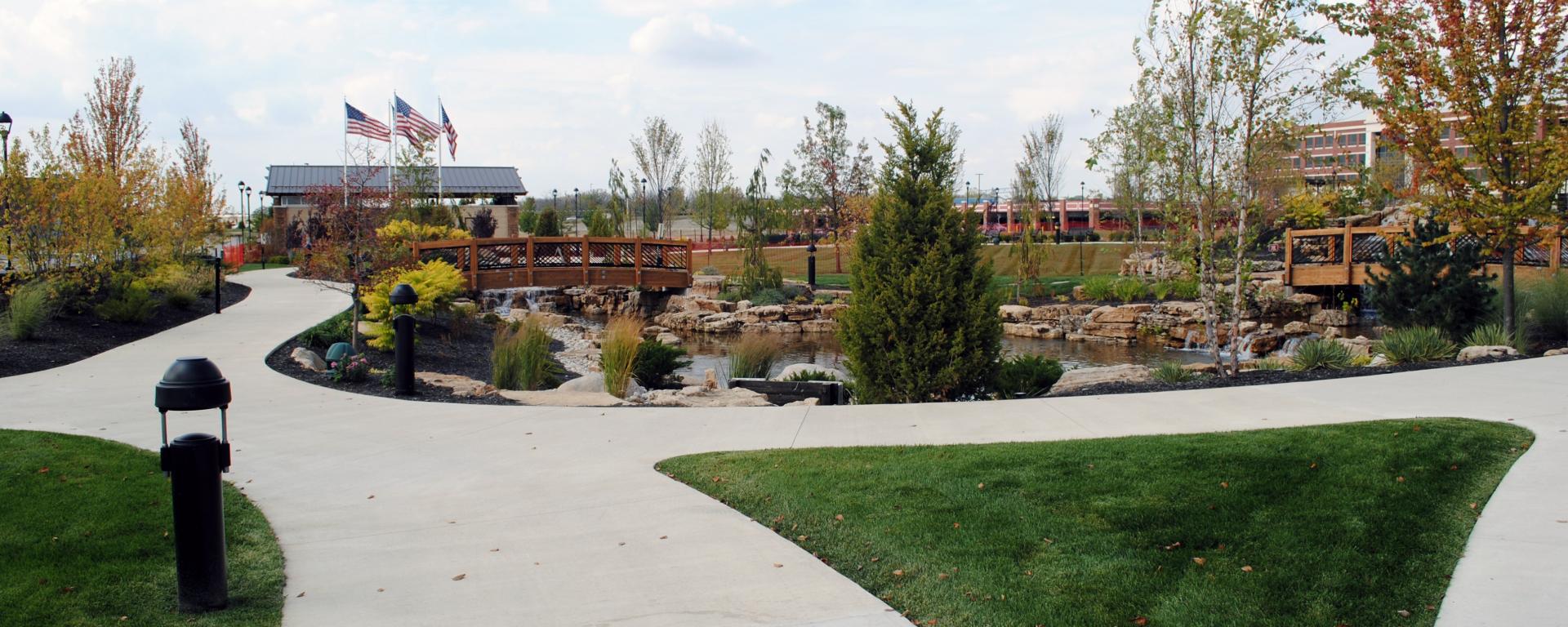 concrete walkway throughout park