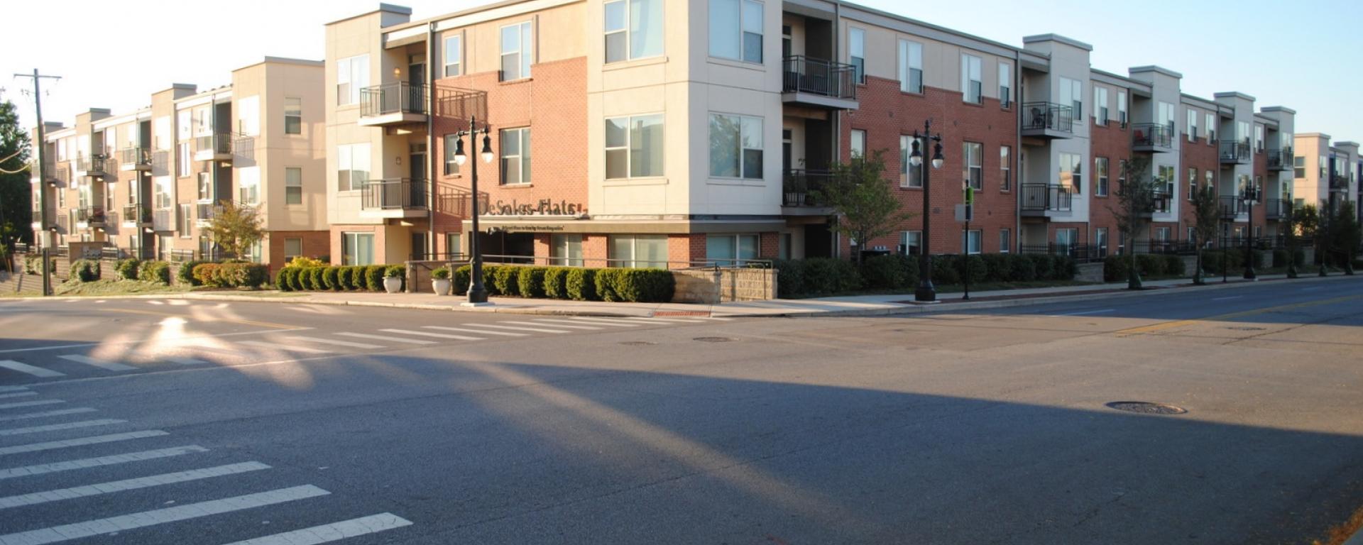 entrance of apartment building