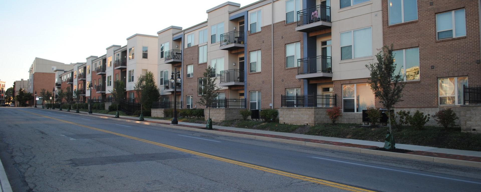 streetscape view of apartment building