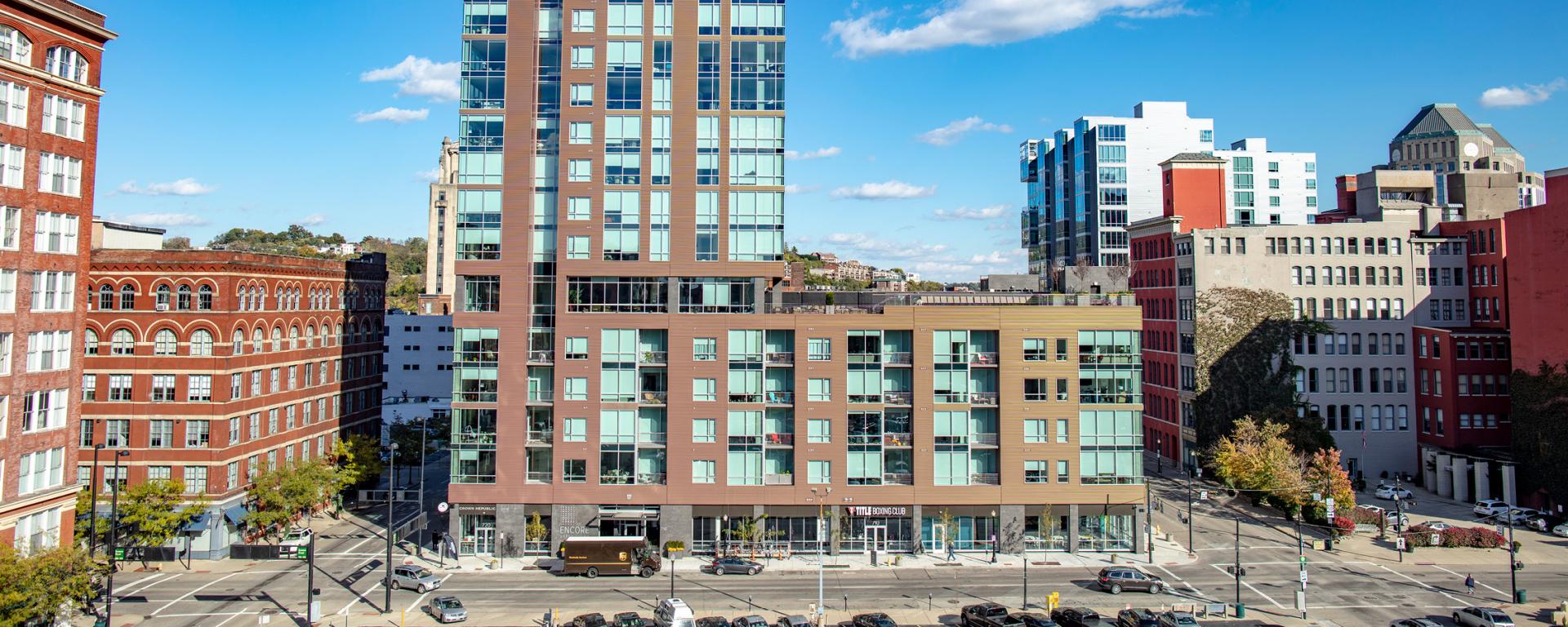 aerial photo of urban building and parking garage