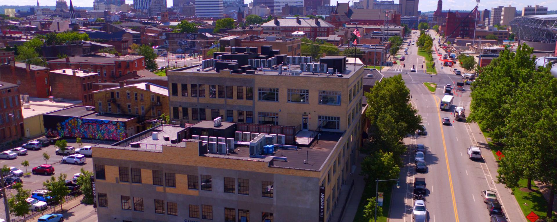 aerial photo of urban streetscape
