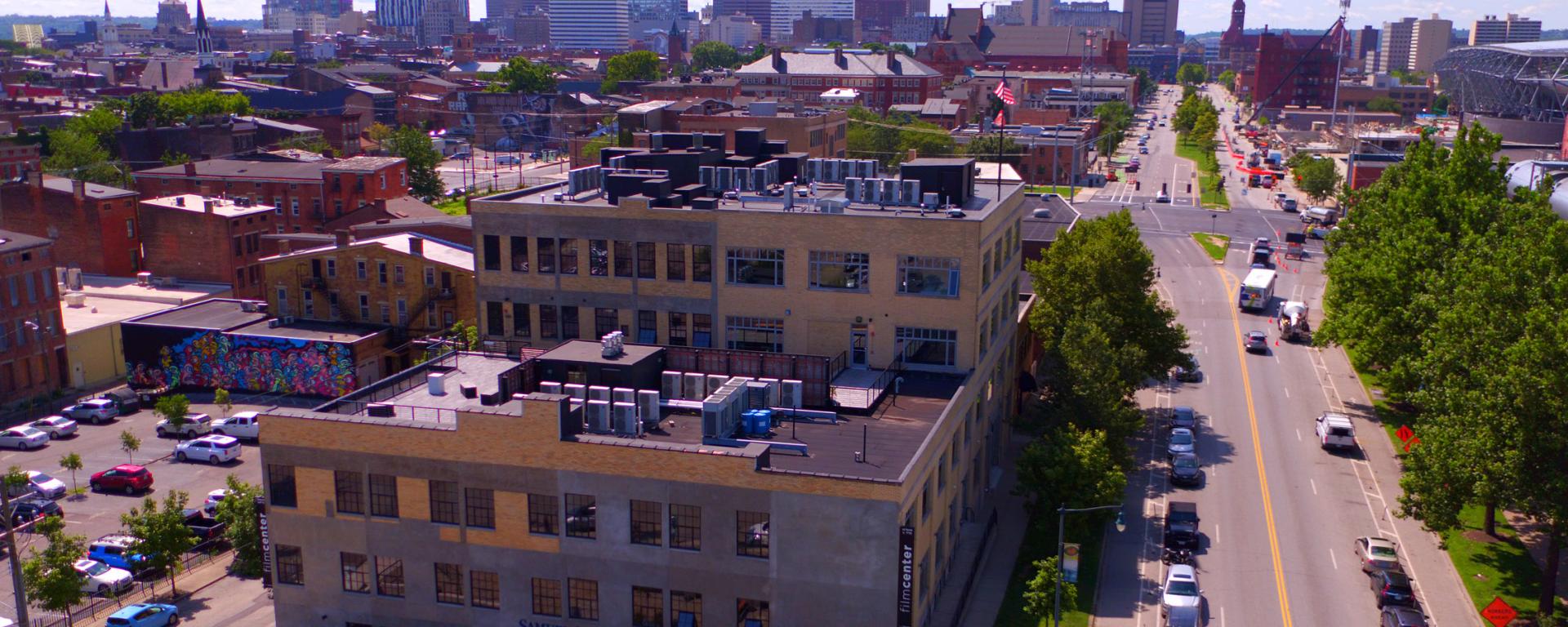 aerial photo of urban streetscape