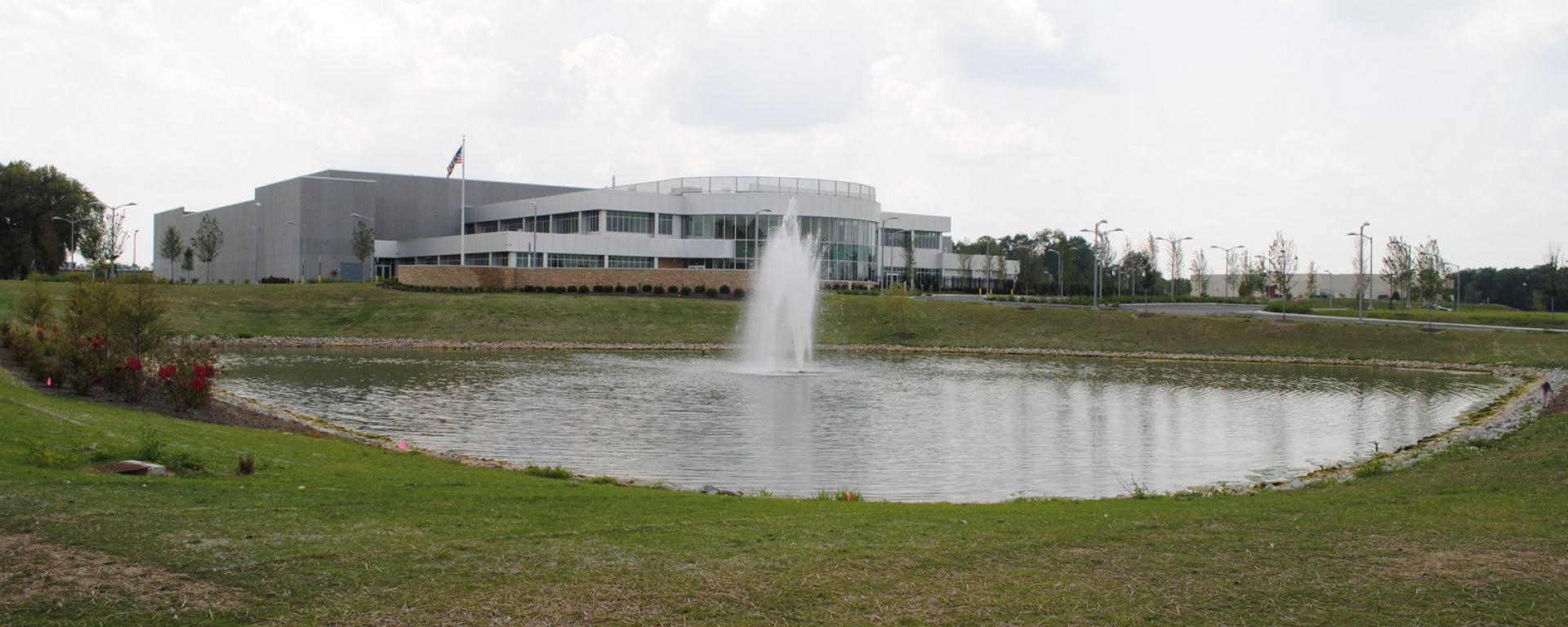 fountain pond outside of front of building