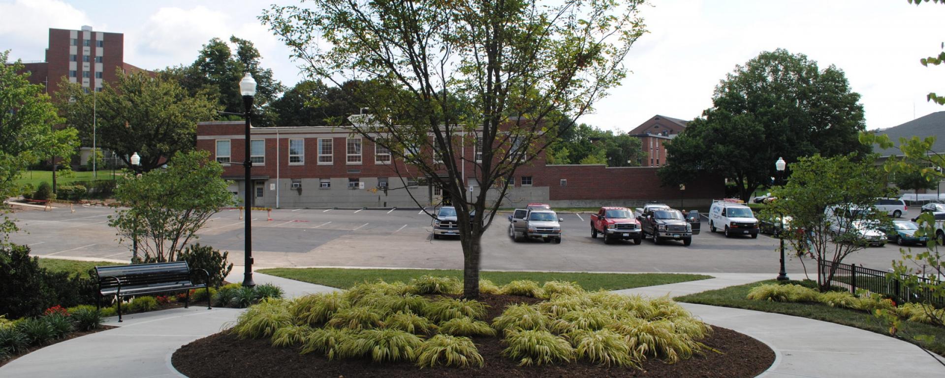 outdoor walkway with landscaping