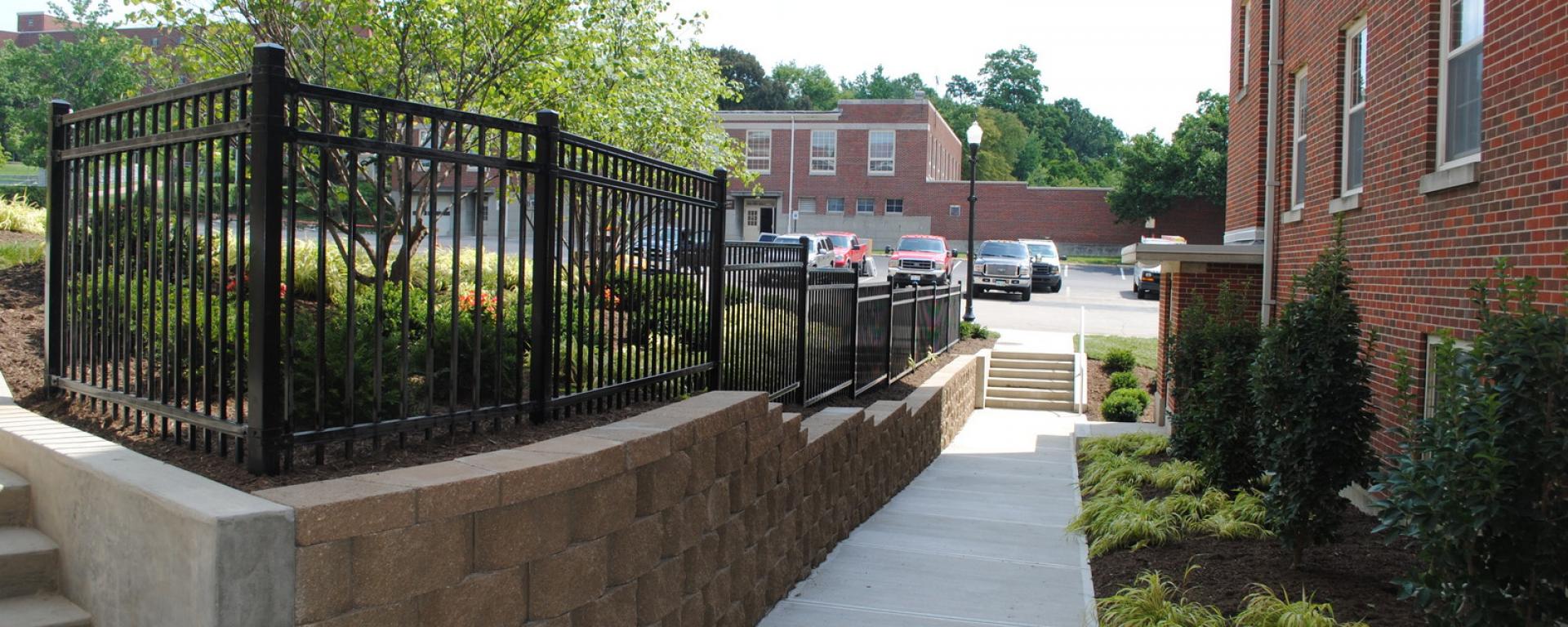 walkway with landscaping