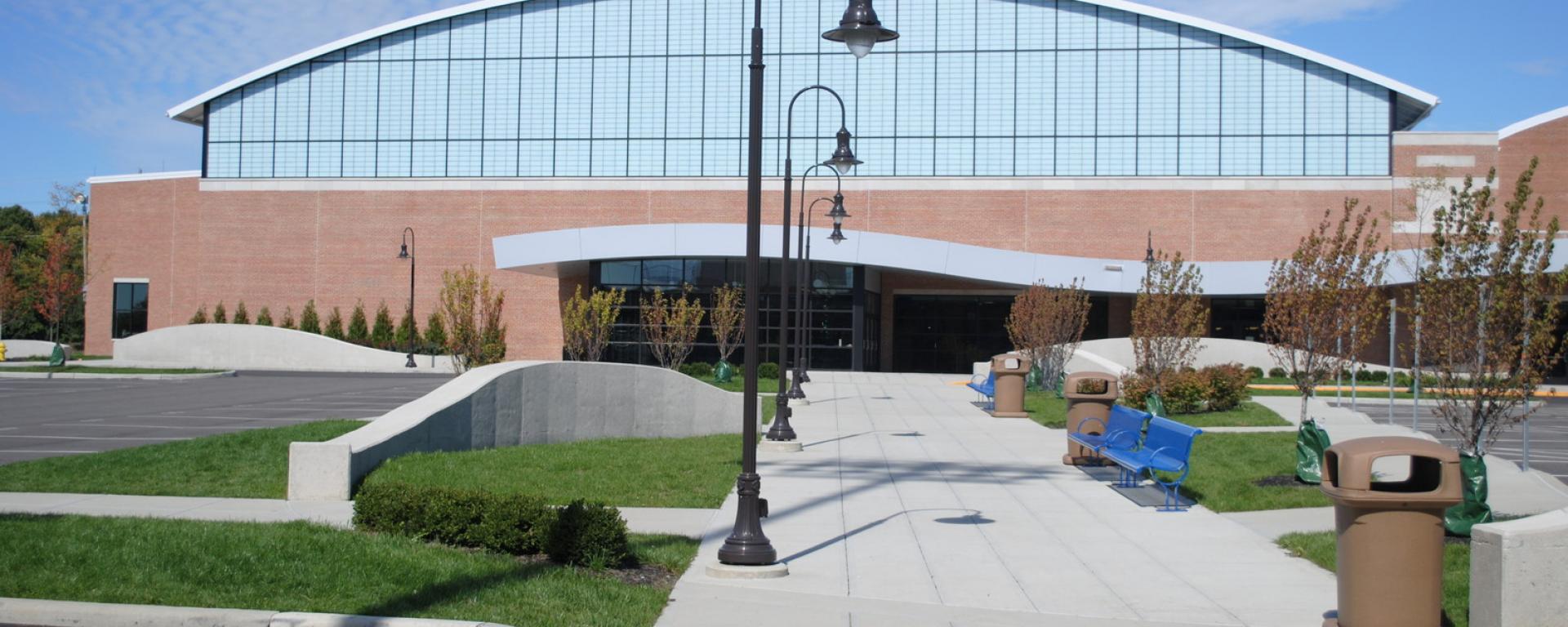 walkway and front entrance of school