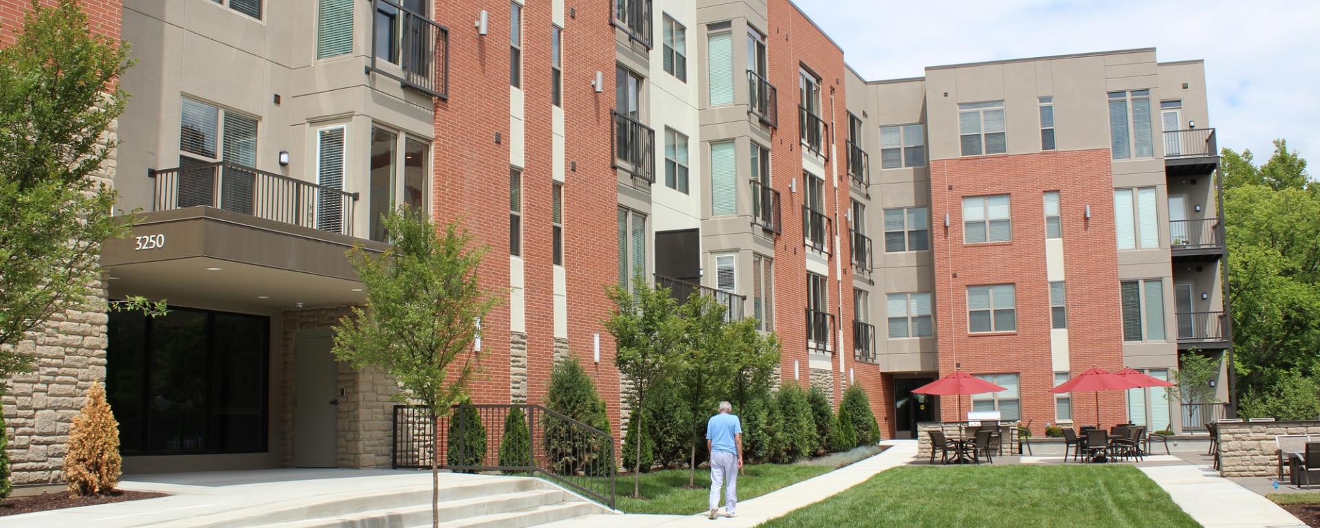 courtyard in front of apartment building