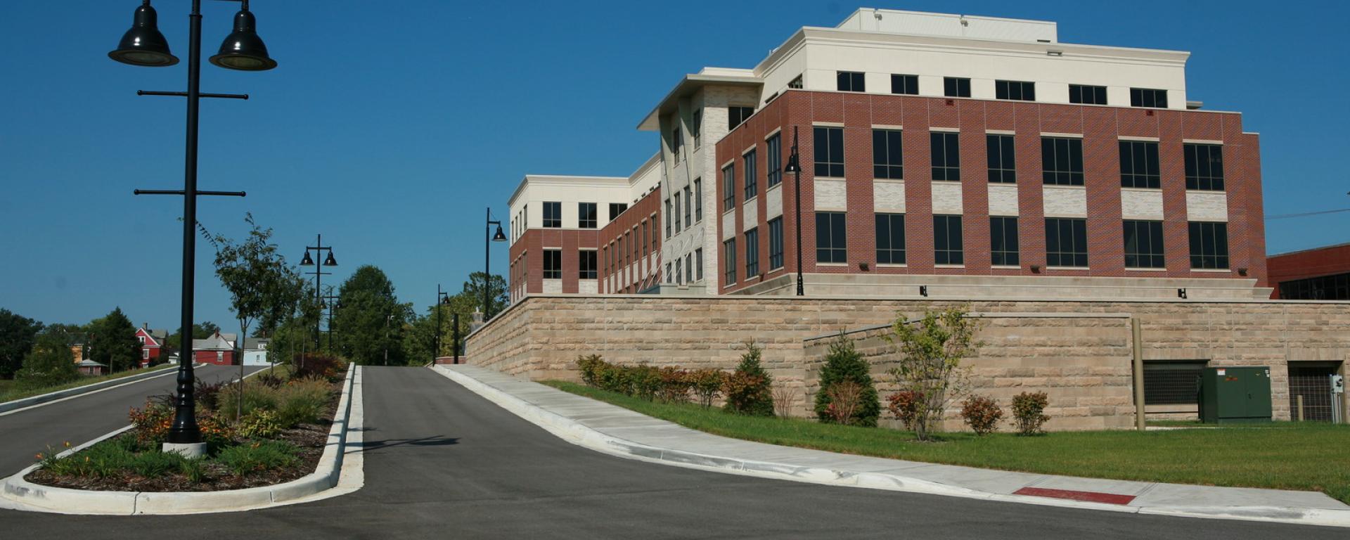 streetscape of drive for building