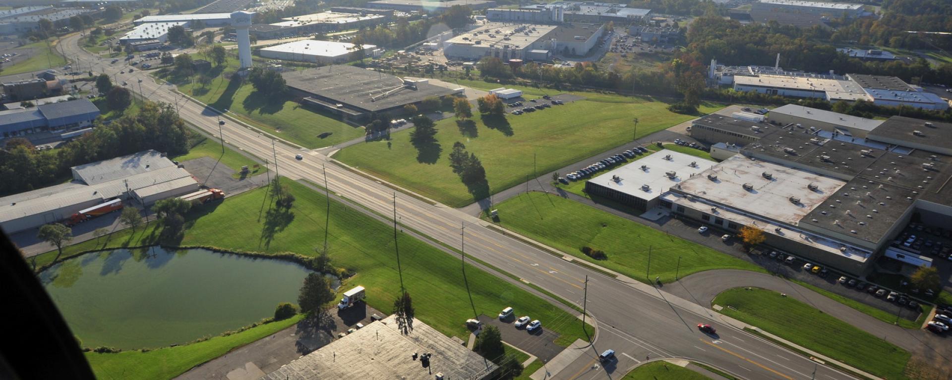 aerial of roadway 