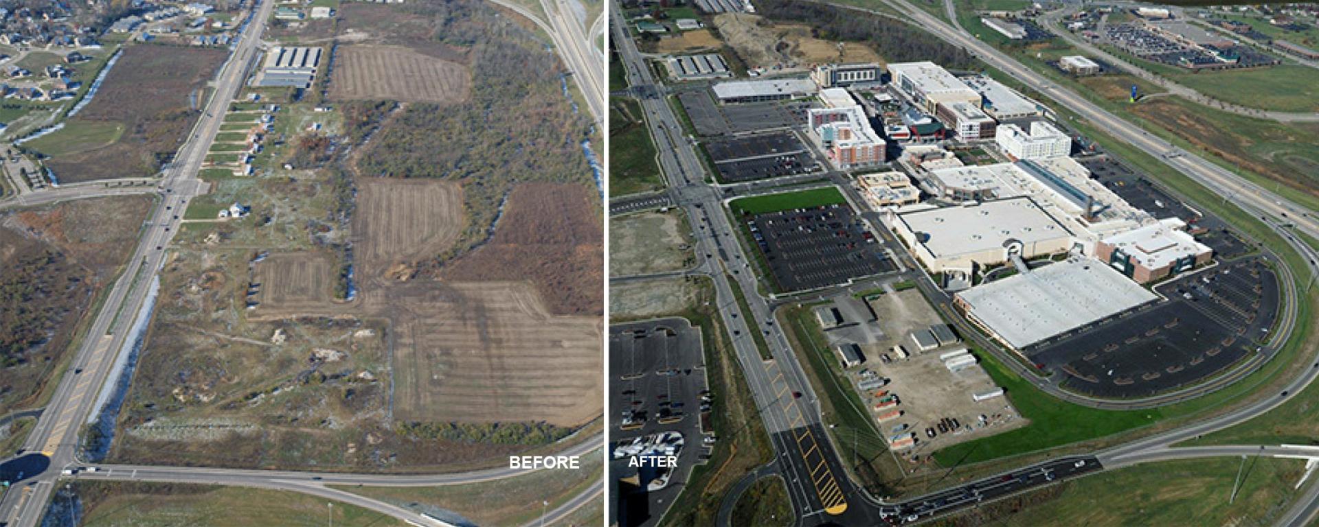 before construction land photo and after construction development