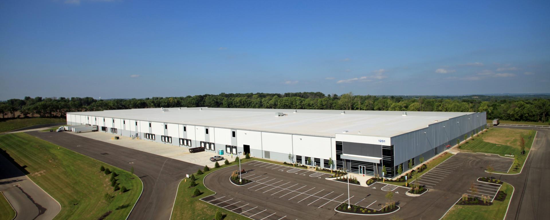 front aerial of logistics building