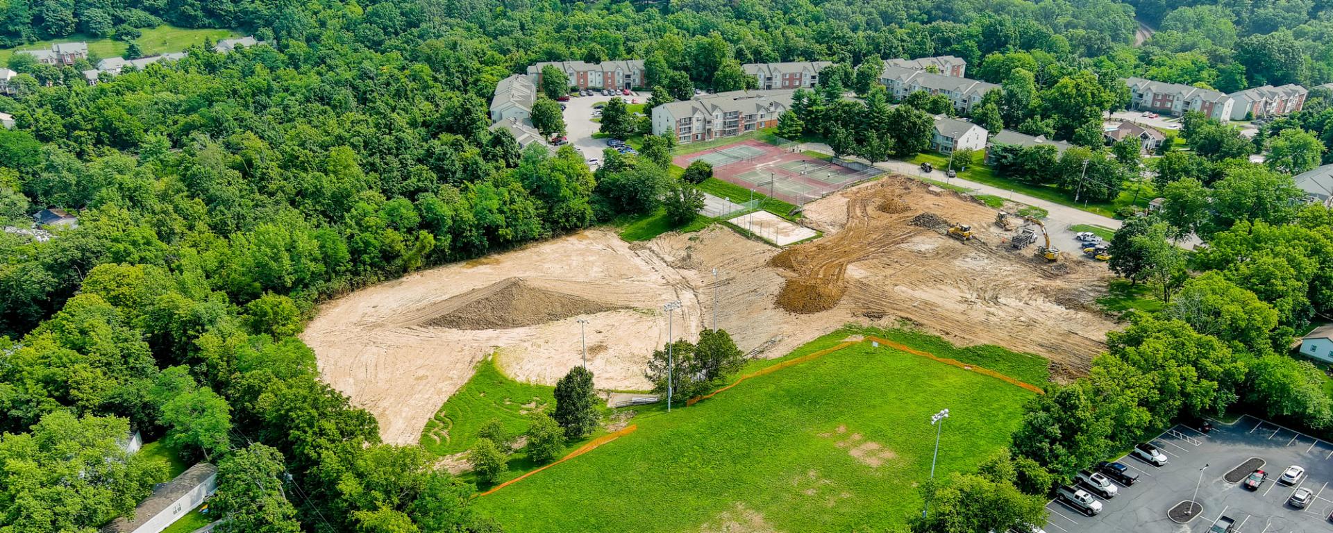 aerial photo of grading of park