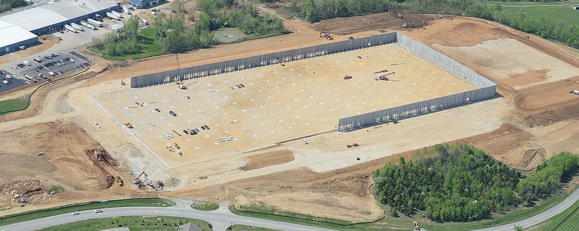 aerial of building under construction