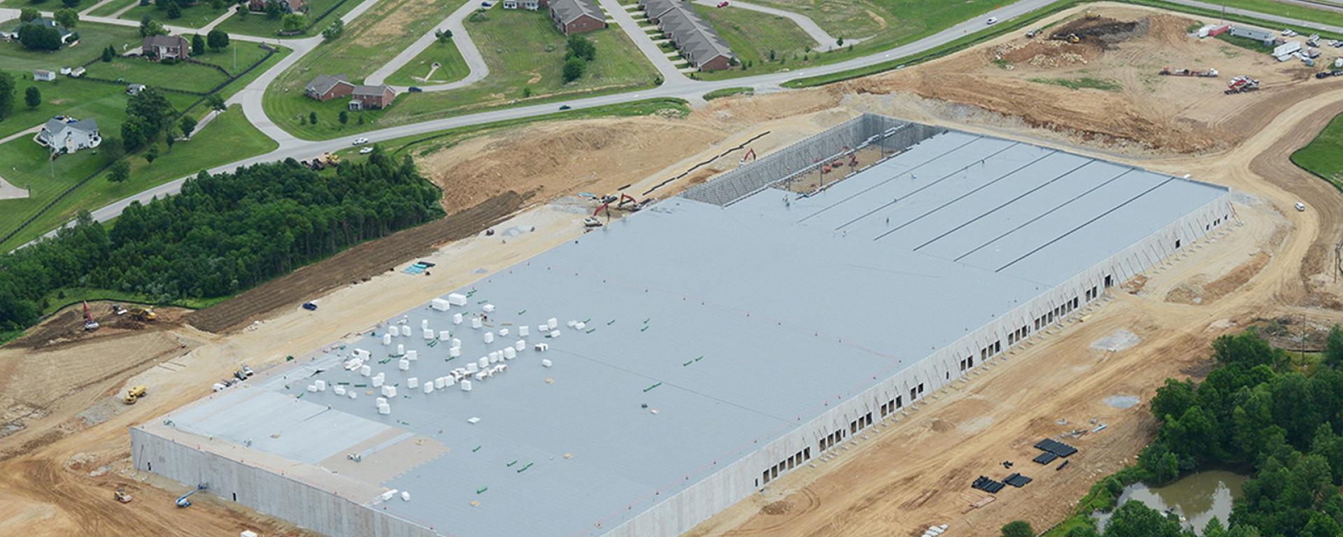 aerial of building under construction