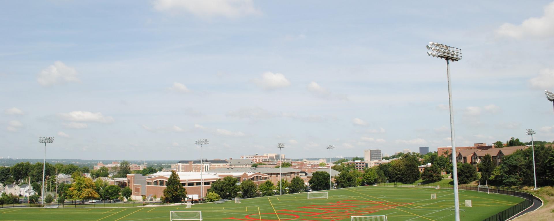 aerial of athletic field 