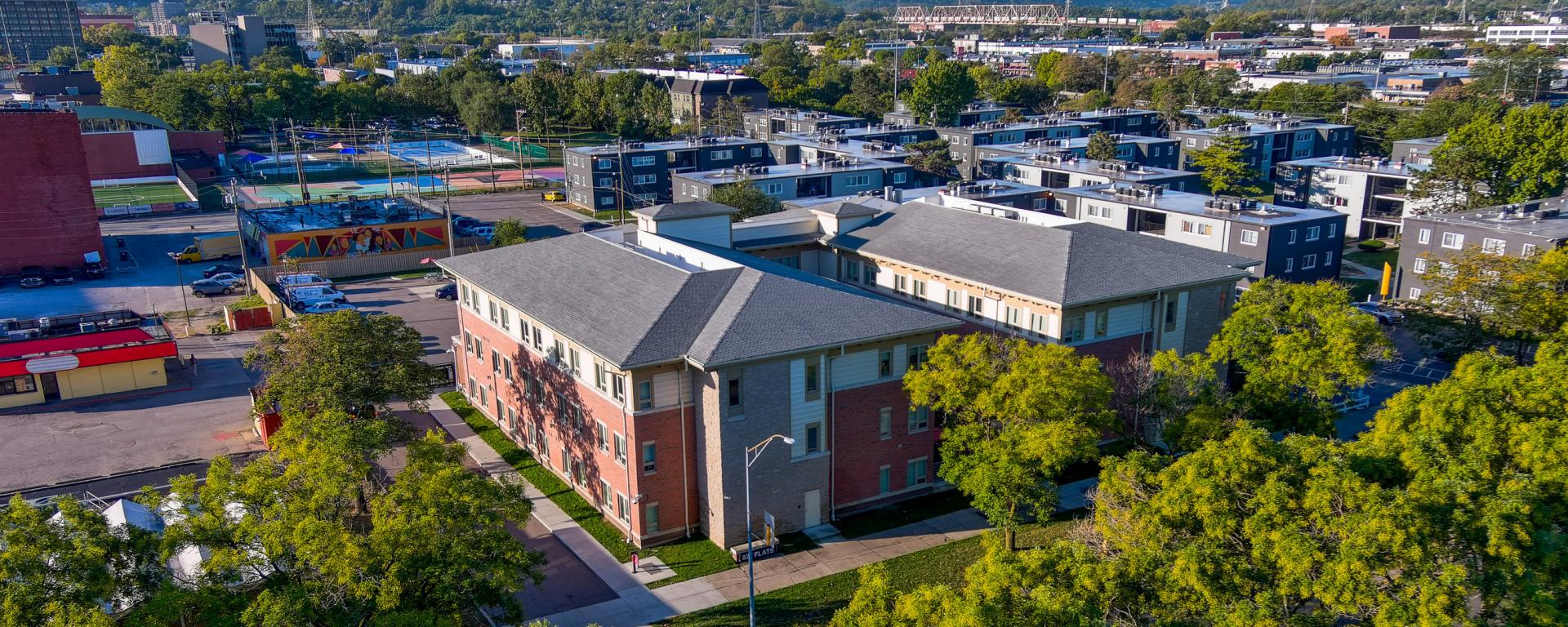 aerial photo of apartment building