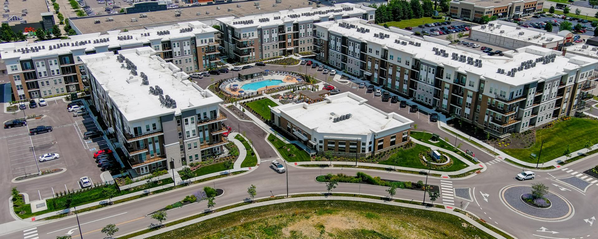 aerial photo of The District at Deerfield apartments