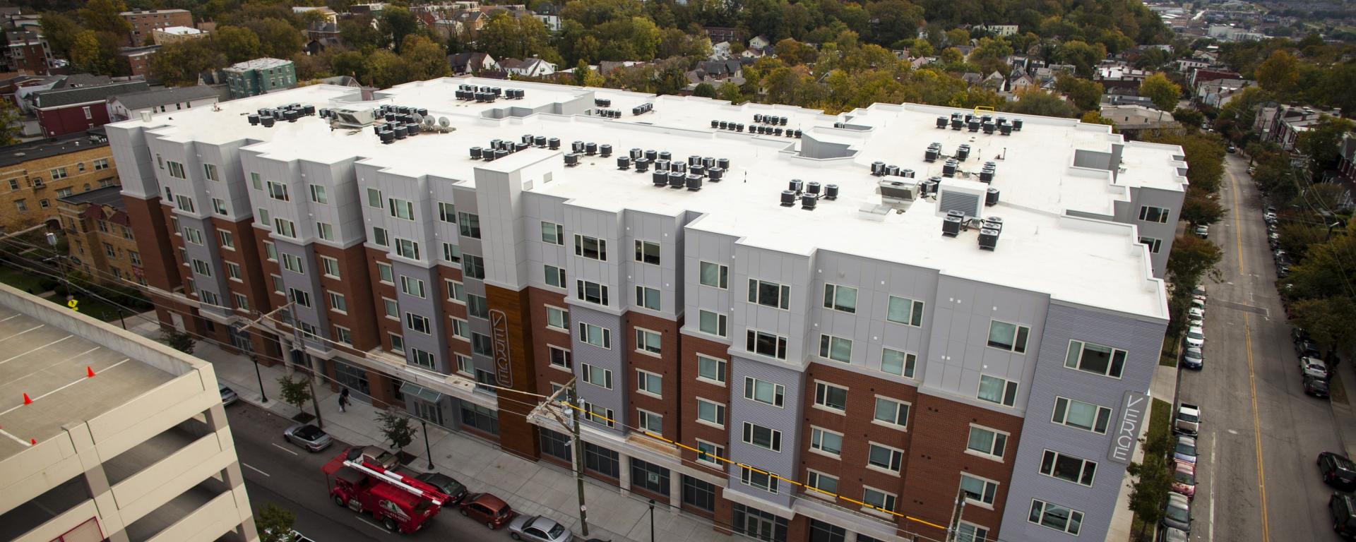 aerial of apartment building