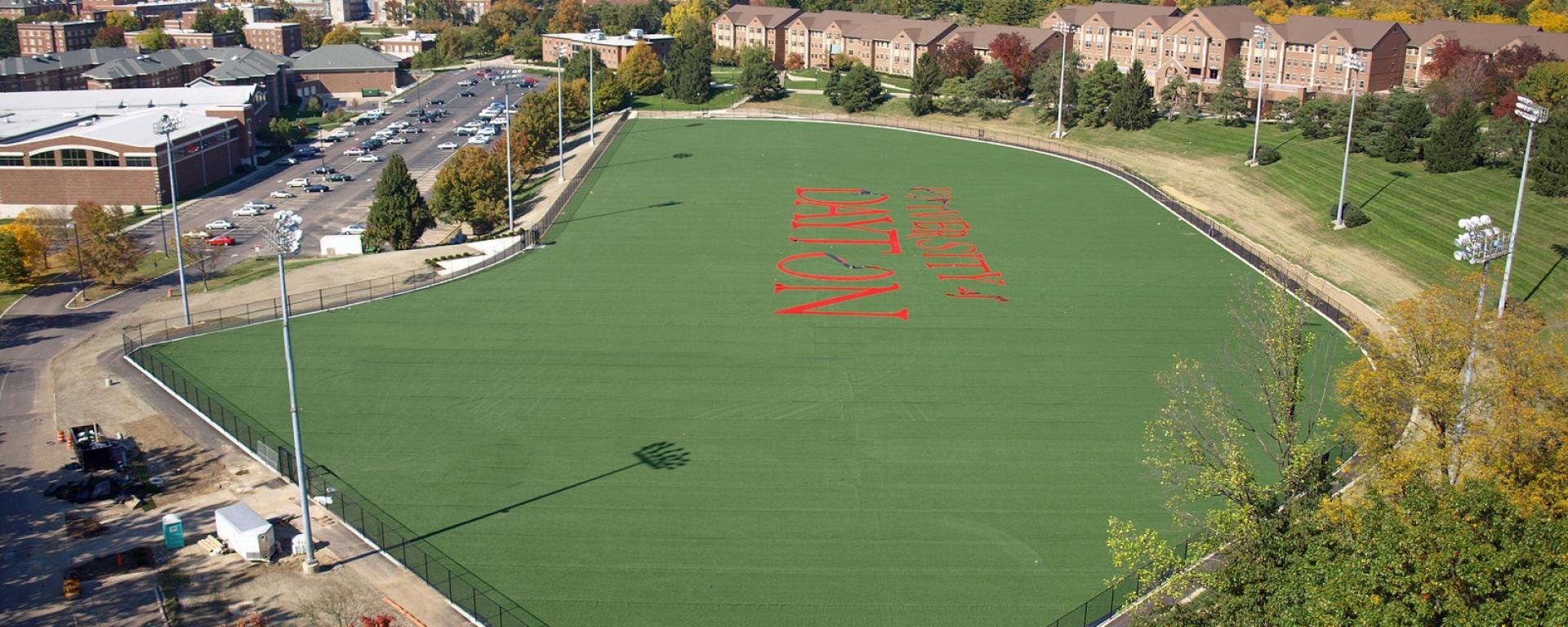 aerial of athletic field 