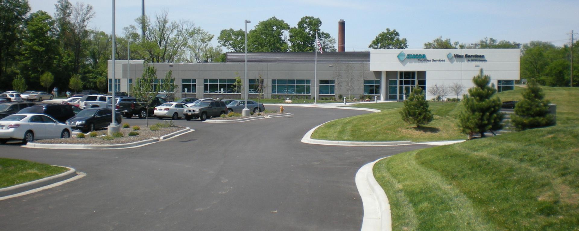 building front entrance and parking lot