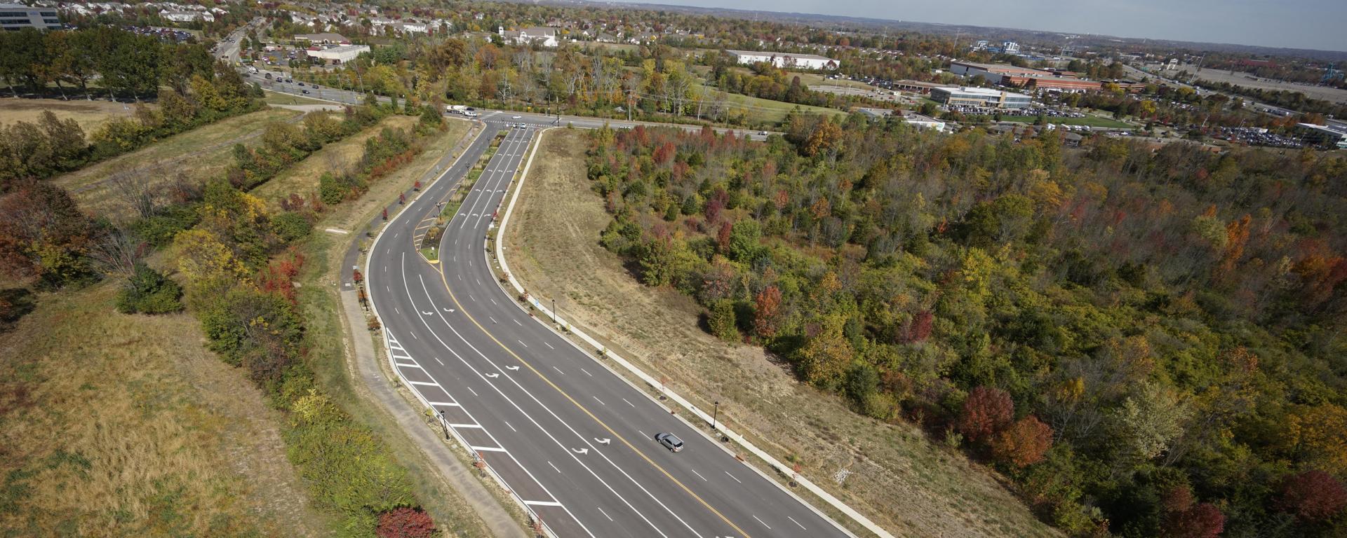 aerial photo of empty highway
