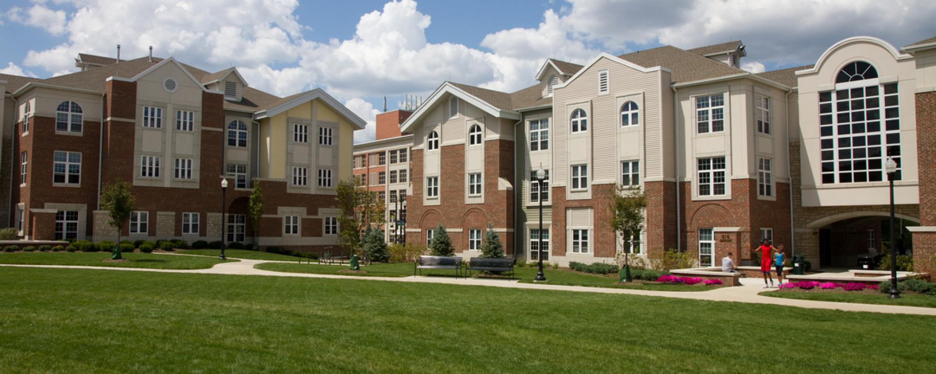 side profile of building with landscaping