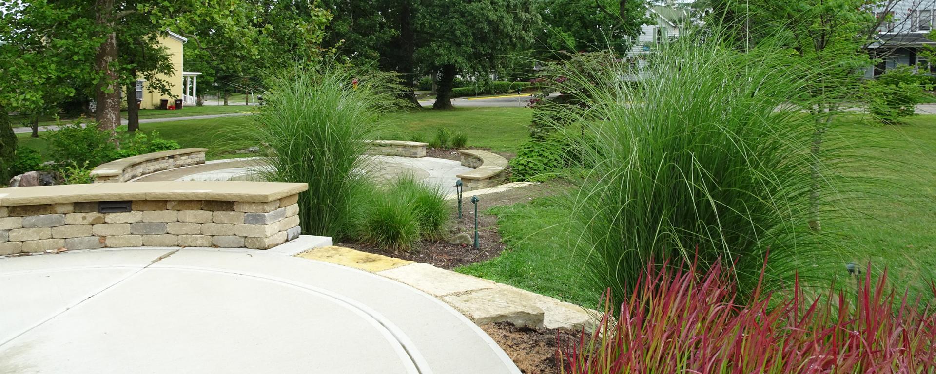 circular concrete areas in a park
