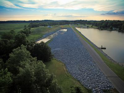 Country Squire Lakes Dam aerial of the dam