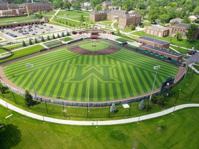 aerial image of baseball field 