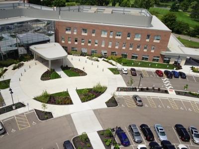 aerial view of front entrance 