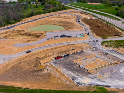 Downs of Nicholson - Independence, KY aerial photo of construction site with dirt being moved