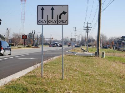 right turn lane of roadway