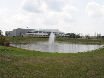 fountain pond outside of front of building