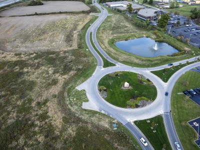 aerial of roadway roudabout