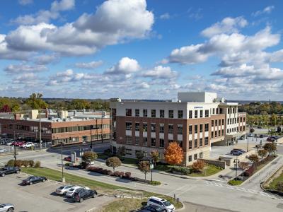 Aerial of building on sunny day