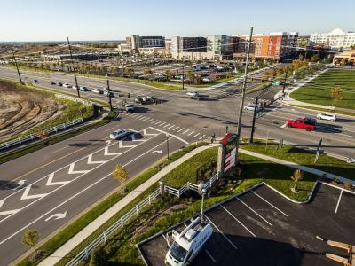 aerial of roadway intersection